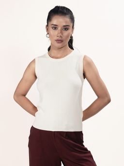 Zink London - Womens Off White Solid Pull On Top