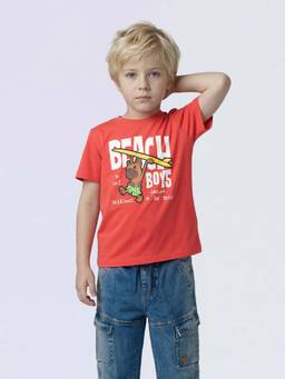 Jack & Jones Junior - Red Cotton Half Sleeves Crew Neck Graphic T-shirts