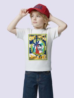 Jack & Jones Junior - White Cotton Half Sleeves Crew Neck Graphic T-shirts