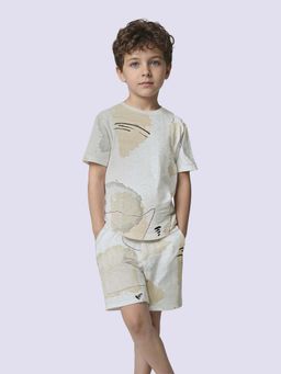 Jack & Jones Junior - Multi-Color Cotton Half Sleeves Crew Neck Abstract T-shirts
