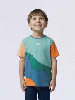 Jack & Jones Junior - Multi-Color Cotton Half Sleeves Crew Neck Colorblock T-shirts