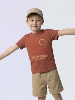 Jack & Jones Junior - Brown Cotton Half Sleeves Crew Neck Embroidered T-shirts