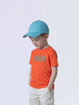 Jack & Jones Junior - Orange Cotton Half Sleeves Crew Neck Typography T-shirts