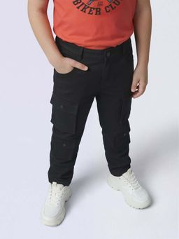 Jack & Jones Junior - Black Cotton Blend Regular Fit Cargo