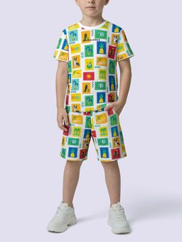 Jack & Jones Junior - Multi-Color Cotton Graphic Regular Fit Shorts