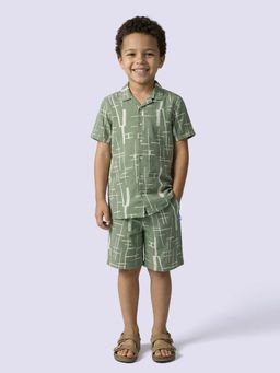 Jack & Jones Junior - Green Cotton Embroidered Regular Fit Shorts