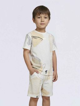 Jack & Jones Junior - White Cotton Abstract Regular Fit Shorts