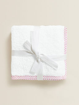 The Baby Atelier - 100% Organic White and Hot Pink flower Junior Towel