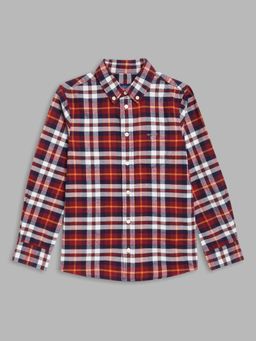 GANT - Boys Checked Red Regular Fit Shirt