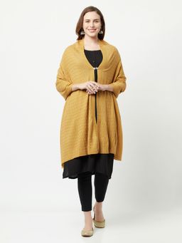 KnitStudio - Womens Mustard Woolen Self Design Shawl