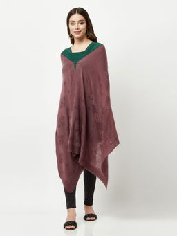 KnitStudio - Womens Mauve Woolen Self Design Shawl
