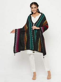 KnitStudio - Womens Black Woolen Woven Shawl