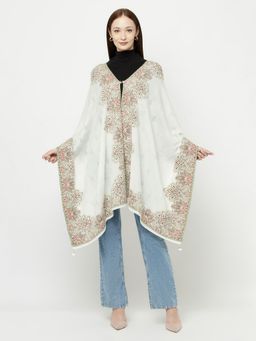 KnitStudio - Womens White Woolen Woven Shawl