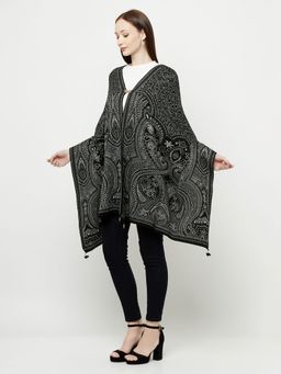 KnitStudio - Womens Black Woolen Woven Shawl