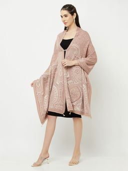 KnitStudio - Womens Peach Woolen Woven Shawl