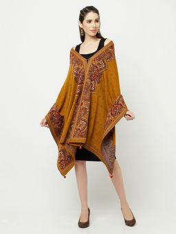KnitStudio - Womens Mustard Woolen Woven Shawl