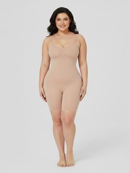 Velomora - Beige Solid Cotton Body Shapewear