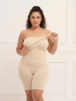 Velomora - Beige Solid Cotton Body Shapewear