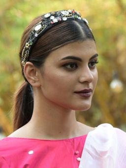 Odette - Black Faux Stone Embellished Hairband