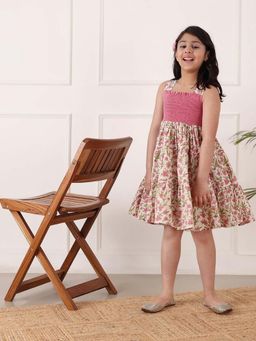 Fabindia - Pink Cotton Hand Block Printed Dress