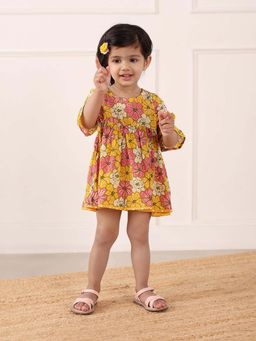 Fabindia - Yellow Cotton Printed Dress