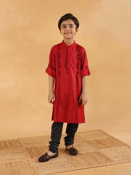 Fabindia - Red Viscose Blend Kurta
