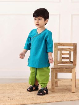 Fabindia - Teal Cotton Kurta With Dhoti