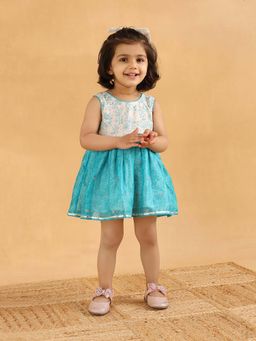 Fabindia - Blue Cotton Silk Blend Printed Dress