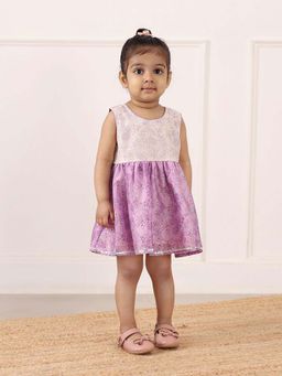 Fabindia - Purple Cotton Silk Blend Printed Dress