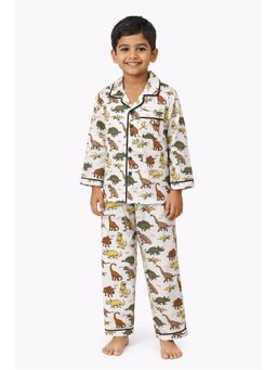 Shopbloom - Dino Adventure Print Long Sleeve Kids Sleepsuit