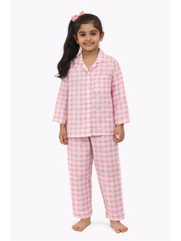 Shopbloom - Blush Check Snuggles Print Long Sleeve Kids Sleepsuit