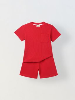 Spunkies - Red Cotton T-Shirt With Shorts