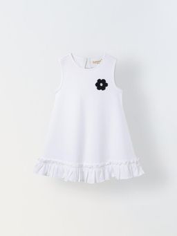 Spunkies - White Playful Summer Soft Cotton Fabric Dress
