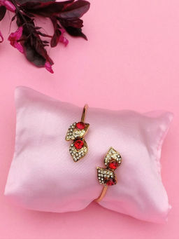 Estele - Gold Plated Antique Leaflet Designer Bracelet with Austrian Crystals for Women