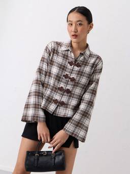 The Souled Store - Pumpkin Spice Eastern Plaid Fitted Women Fitted Shirt