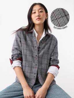 The Souled Store - Herrington Textured Plaid Shirt Women Relaxed Shirt