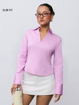 The Souled Store - Lavender Fitted Corset Women Fitted Shirt