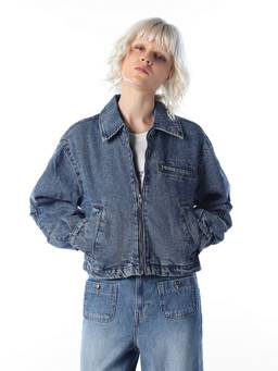 ONLY - Women Solid Oversized Fit Blue Jacket