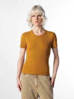 ONLY - Women Solid Regular Fit Mustard T-Shirt