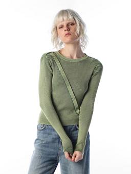 ONLY - Women Solid Regular Fit Green Sweater