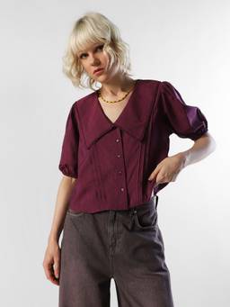 ONLY - Women Solid Regular Fit Maroon Shirt