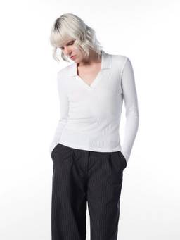 ONLY - Women Solid Regular Fit White Polo T-Shirt