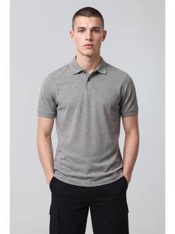 Peter England - Men Medium Grey Solid Collar Neck Polo T-Shirt