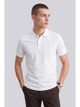 Peter England - Men White Solid Collar Neck Polo T-Shirt