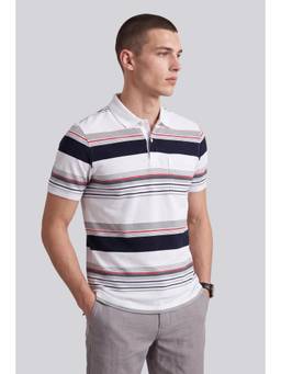 Peter England - Men Multi Striped Collar Neck Polo T-Shirt