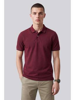 Peter England - Men Maroon Solid Collar Neck Polo T-Shirt