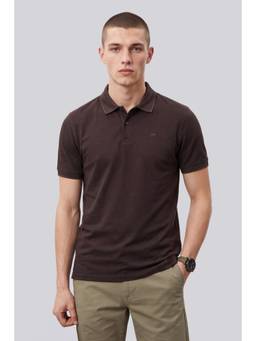 Peter England - Men Brown Solid Collar Neck Polo T-Shirt