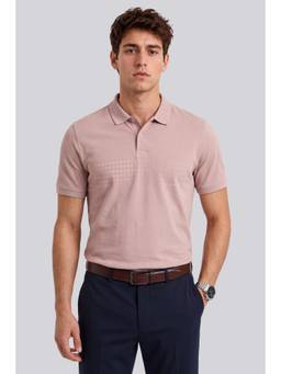 Peter England - Men Pink Printed Collar Neck Polo T-Shirt