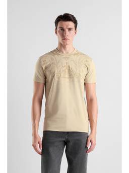 Van Heusen - Men Beige Printed Casual T-Shirt