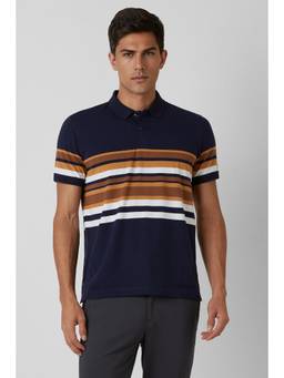 Van Heusen - Men Multi-color Striped Collar Neck Polo T-Shirt